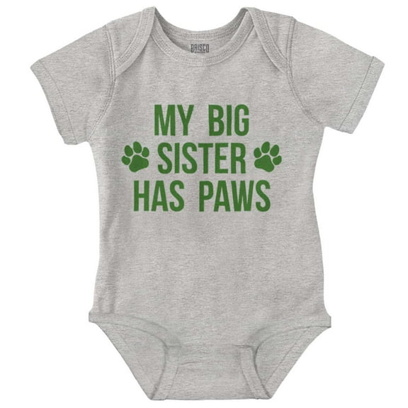My Big Sister Has Paws Romper Boys or Girls Infant Baby Brisco Brands NB