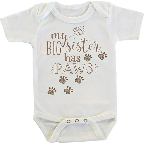 My Big Sister Has Paws in Brown Infant Baby Onesie/Bodysuit