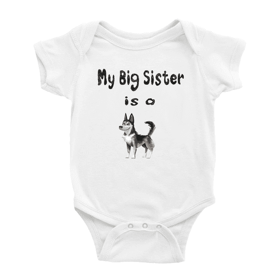 My Big Sister Is A Alaskan Malamute Dog Cute Baby Clothing Bodysuits Boy Girl Unisex