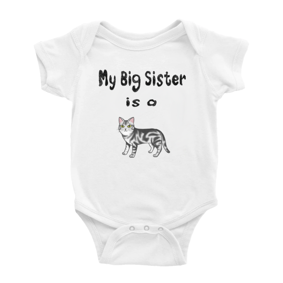 My Big Sister Is A American Shorthair Cat Cute Baby Bodysuit For Boy Girl