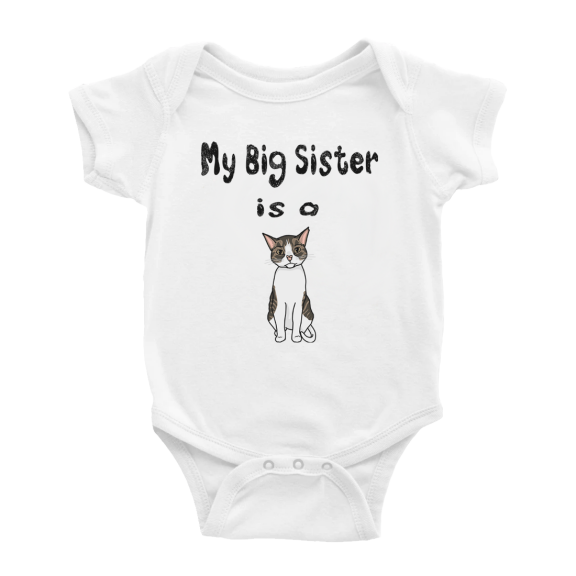 My Big Sister Is A American Wirehair Cat Cute Baby Clothing Bodysuits For Boy Girl
