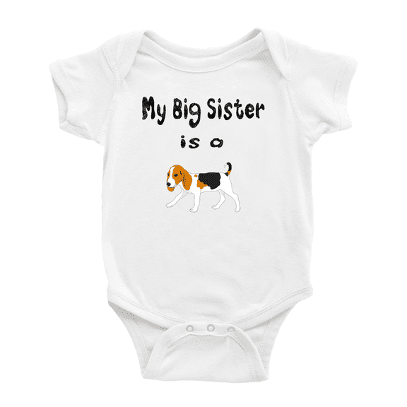 My Big Sister Is A Beagle Dog Cute Baby Clothes Bodysuit Boy Girl Unisex