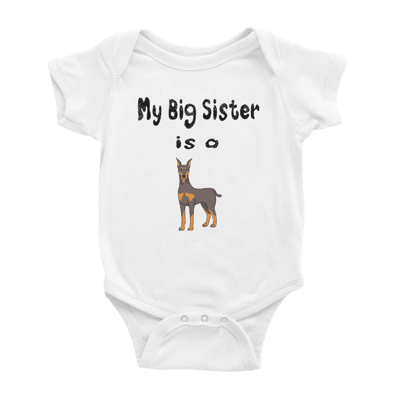 My Big Sister Is A Deutsch Pinscher Dog Funny Baby Bodysuit Boy Girl Unisex