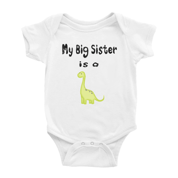 My Big Sister Is A Dinosaur Cute Baby Bodysuit Boy Girl