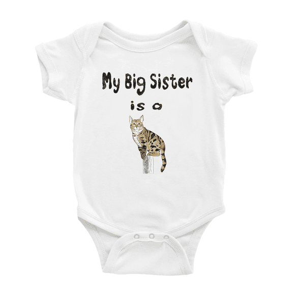 My Big Sister Is A Egyptian Mau Cat Cute Baby Bodysuit For Boy Girl