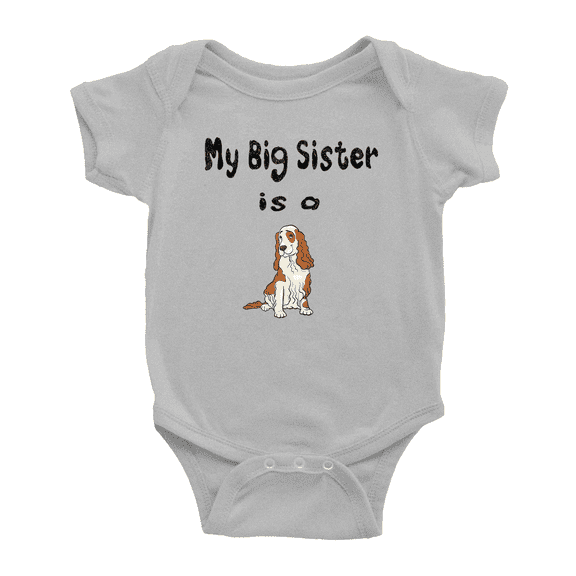 My Big Sister Is A English Cocker Spaniel Dog Funny Baby Bodysuit Boy Girl Unisex