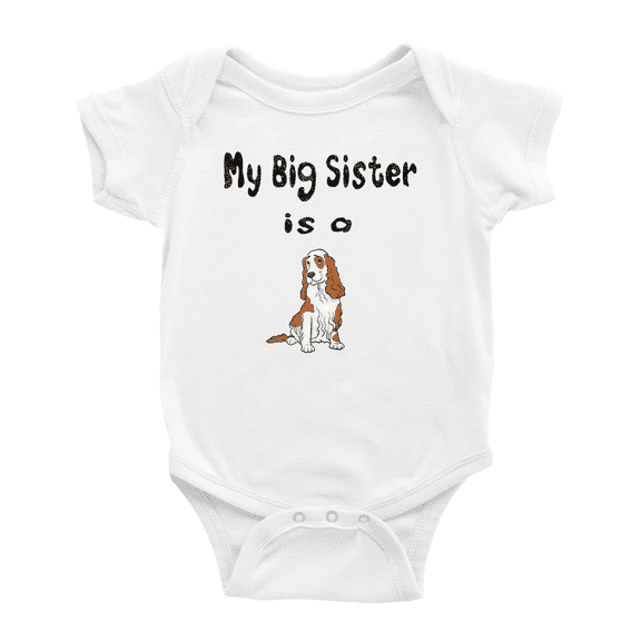 My Big Sister Is A English Cocker Spaniel Dog Funny Baby Bodysuit Boy Girl Unisex