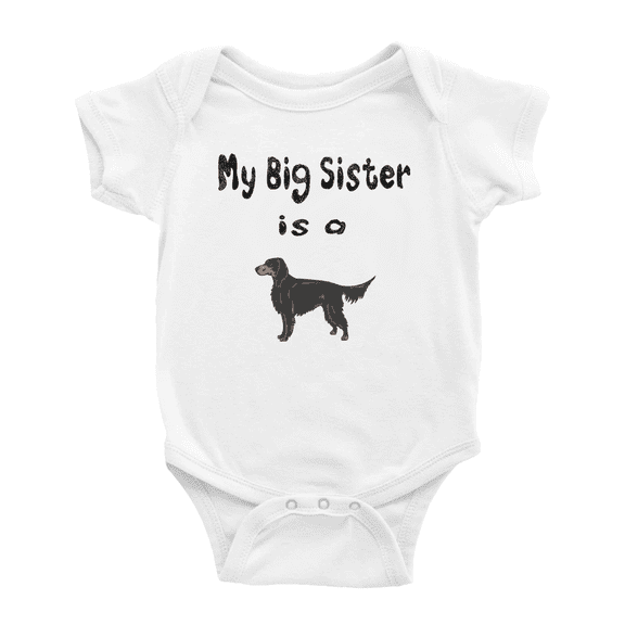 My Big Sister Is A Gordon Setter Dog Cute Baby Clothing Bodysuits Boy Girl Unisex