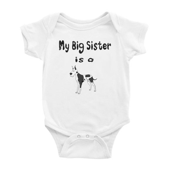 My Big Sister Is A Great Dane Dog Funny Baby Clothing Bodysuits Boy Girl Unisex