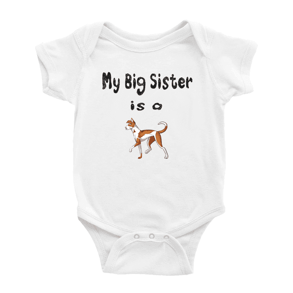 My Big Sister Is A Ibizan Hound Dog Funny Baby Bodysuit Boy Girl Unisex