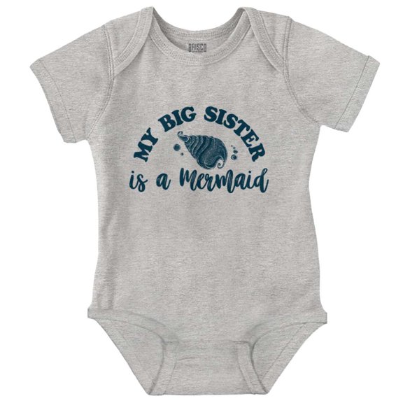 My Big Sister Is A Mermaid Cute Shell Bodysuit Jumper Girls Infant Baby Brisco Brands NB