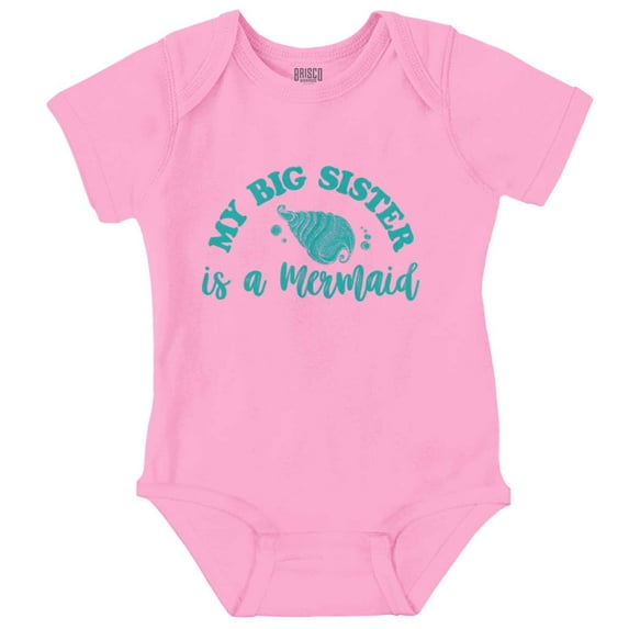 My Big Sister Is A Mermaid Cute Shell Bodysuit Jumper Girls Infant Baby Brisco Brands NB