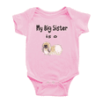 thumbnail image 1 of My Big Sister Is A Pekingese Dog Funny Baby Romper Boy Girl Unisex, 1 of 5