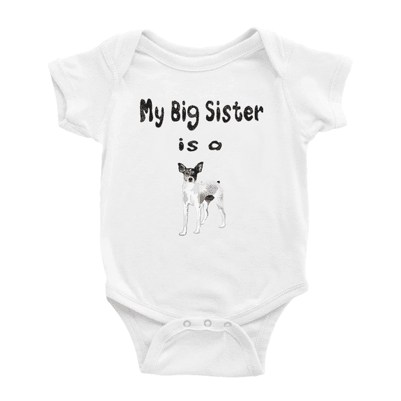 My Big Sister Is A RAT Terrier Dog Cute Baby Bodysuit Boy Girl Unisex