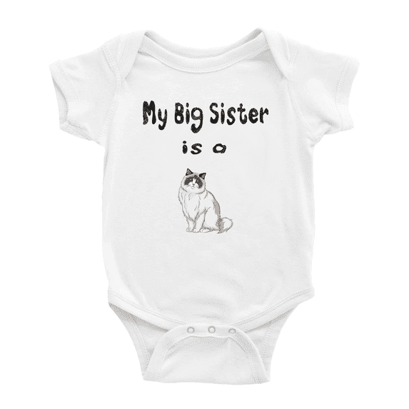 My Big Sister Is A Ragdoll Cat Cute Baby Clothing Bodysuits For Boy Girl