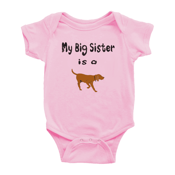 My Big Sister Is A RedBone Coonhound Dog Cute Baby Bodysuit Boy Girl Unisex