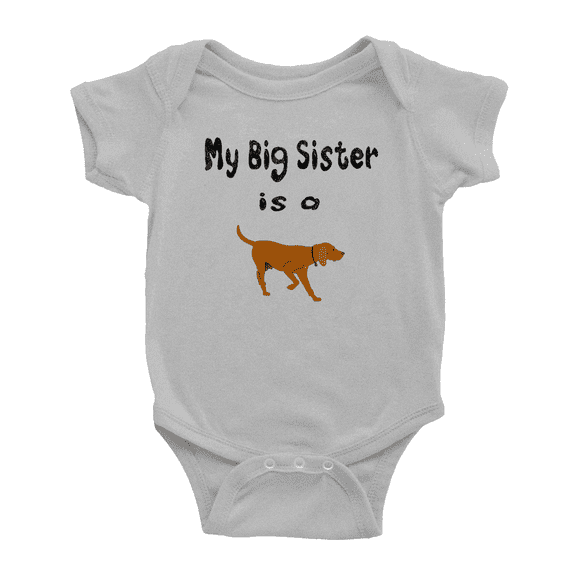 My Big Sister Is A RedBone Coonhound Dog Cute Baby Bodysuit Boy Girl Unisex