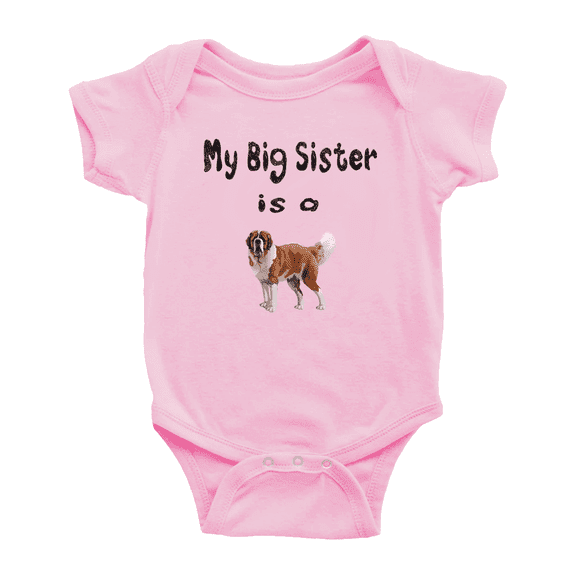 My Big Sister Is A Saint Bernard Dog Cute Baby Jumpsuit Unisex