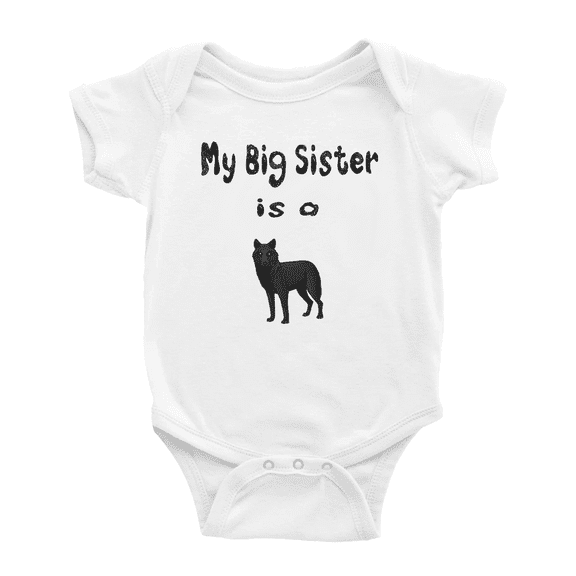 My Big Sister Is A Schipperke Dog Cute Baby Bodysuit Boy Girl Unisex