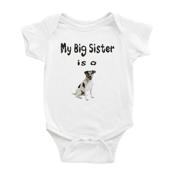My Big Sister Is A Smooth Fox Terrier Dog Funny Baby Clothing Bodysuits Boy Girl Unisex