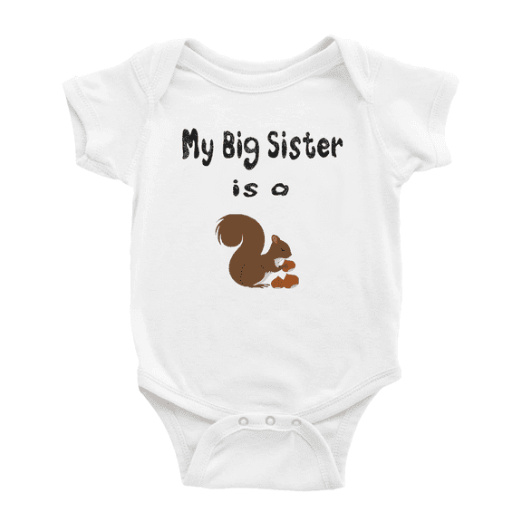 My Big Sister Is A Squirrel Cute Baby Bodysuit Boy Girl