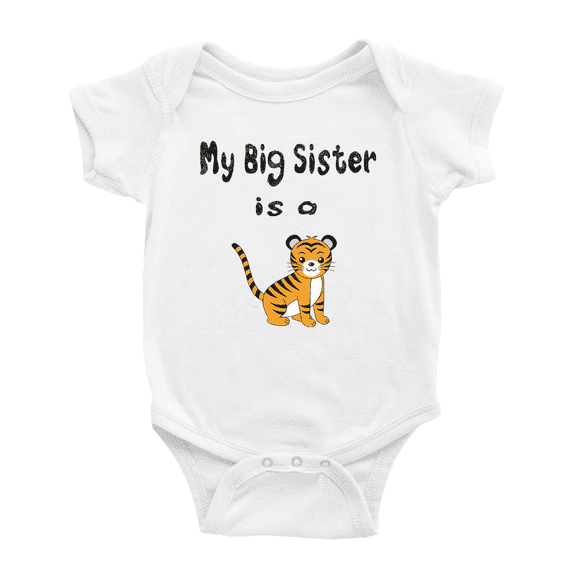 My Big Sister Is A Tiger Cute Baby Bodysuit Boy Girl