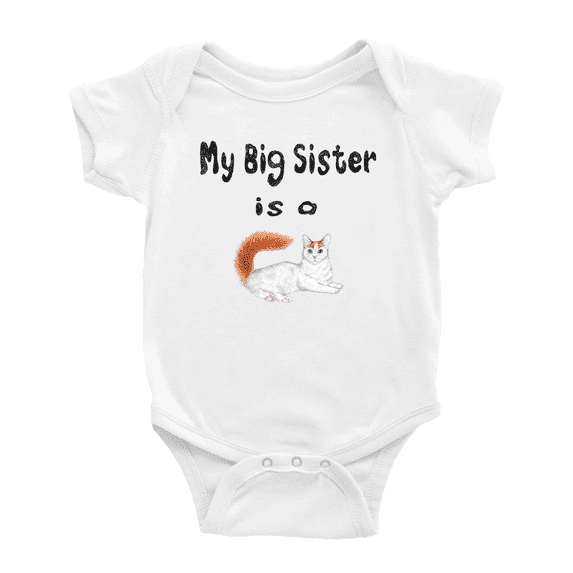 My Big Sister Is A Turkish Van Cat Cute Baby Clothing Bodysuits For Boy Girl