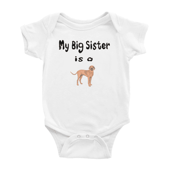 My Big Sister Is A Vizsla Dog Funny Baby Bodysuit Boy Girl Unisex