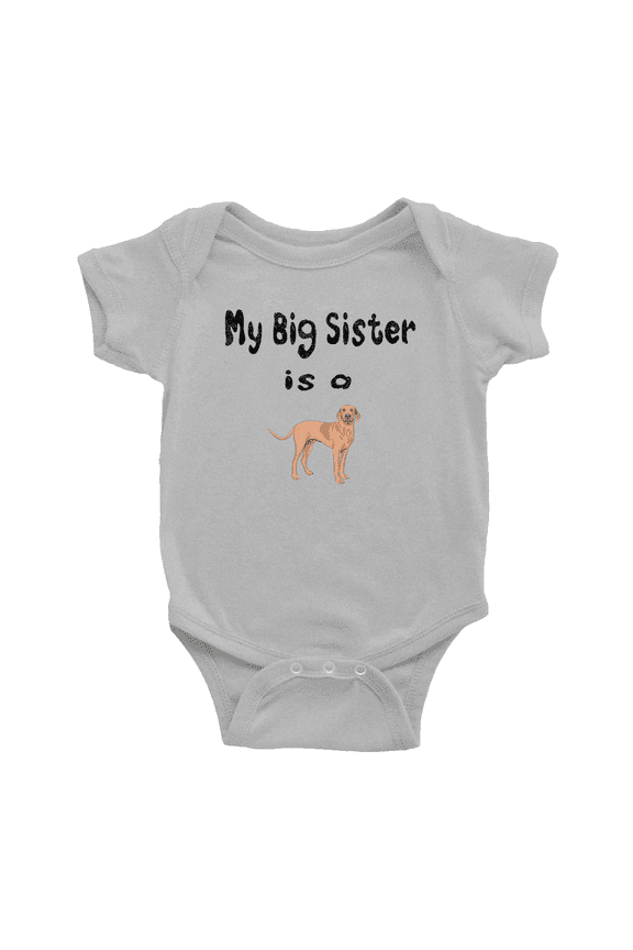 My Big Sister Is A Vizsla Dog Funny Baby Bodysuit Boy Girl Unisex