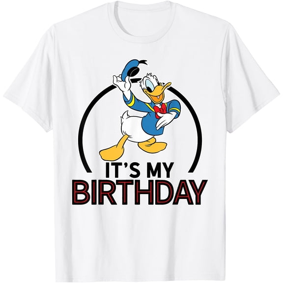 My Birthday Donald Party DTG Print Unisex T-Shirt,White Color,Size 2XL