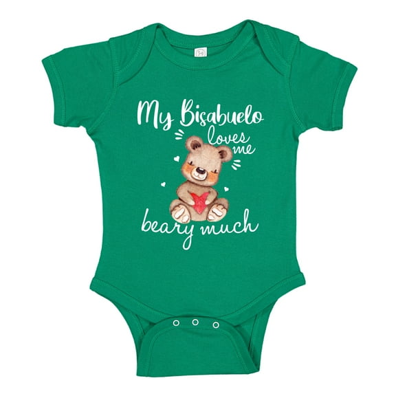 My Bisabuelo Loves Me Beary Much Baby Bodysuit One Piece NB Kelly Green