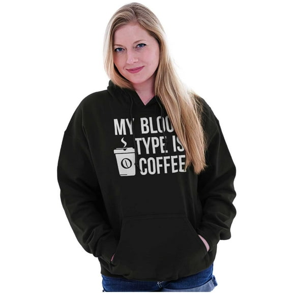 My Blood Type Coffee Caffeine Addict Women Plus Size Graphic Pullover Hoodie Brisco Brands 2X
