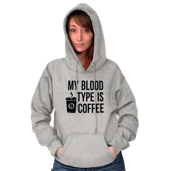 My Blood Type Coffee Caffeine Addict Women Plus Size Graphic Pullover Hoodie Brisco Brands 4X