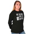 thumbnail image 1 of My Blood Type Coffee Caffeine Addict Women Plus Size Long Sleeve Graphic Tee Brisco Brands 2X, 1 of 5