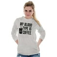thumbnail image 1 of My Blood Type Coffee Caffeine Addict Women Plus Size Long Sleeve Graphic Tee Brisco Brands 3X, 1 of 5