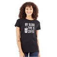thumbnail image 1 of My Blood Type Coffee Caffeine Addict Womens Fitted Plus Size Graphic Tee Brisco Brands 2X, 1 of 5
