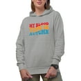 thumbnail image 1 of My Blood Type Is Autumn, Fall Lover Themed Quote, Groovy Retro Wavy Text Merch Gift, Heather Grey Hooded Sweatshirt or Hoodie, XL, 1 of 5