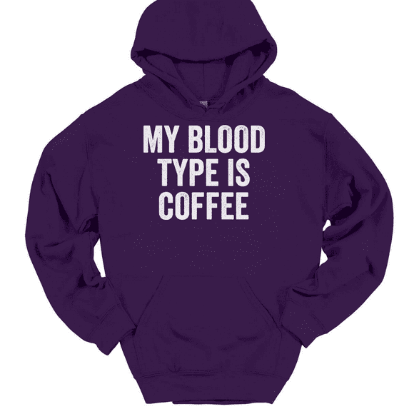 My Blood Type Is Coffee Hooded Sweatshirt Hoodie Funny Caffeine Novelty Gift - Purple, 5XL