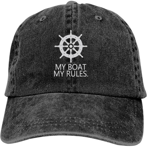My Boat My Rules Baseball Cap Vintage Adjustable Washed Hats Cowboy Hats Denim Dad Hat for Men Women Boy Girl