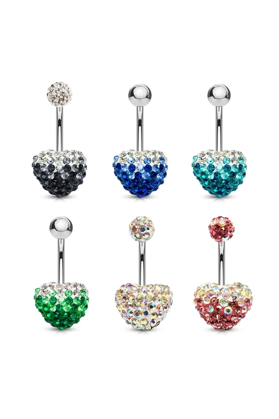 Ferido Glitter Heart Stone Belly Bars Body Piercing Jewelry