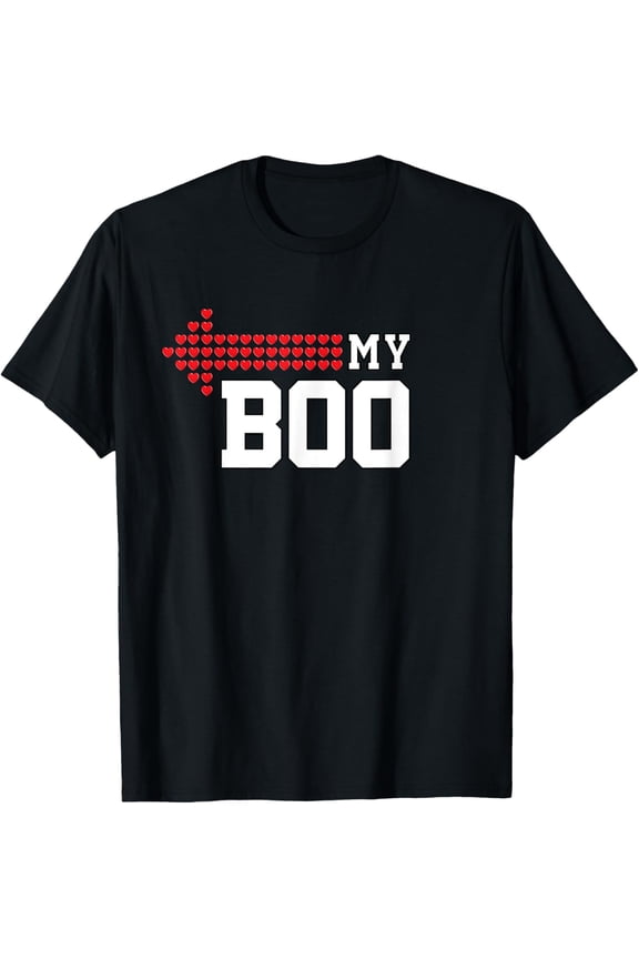 My Boo & My Bae Valentines Day Cute Couple Matching T-ShirtMen and women, Black T-shirt, size: Extra large