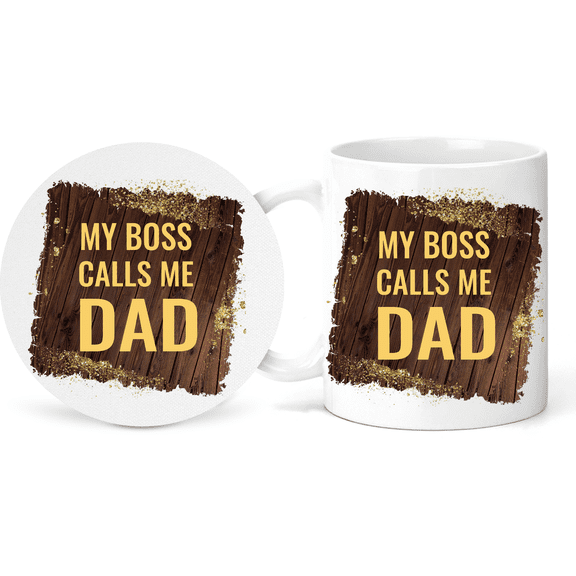 My Boss Calls Me Dad Father's Day Dad Funny Coffee Mug Gift Set