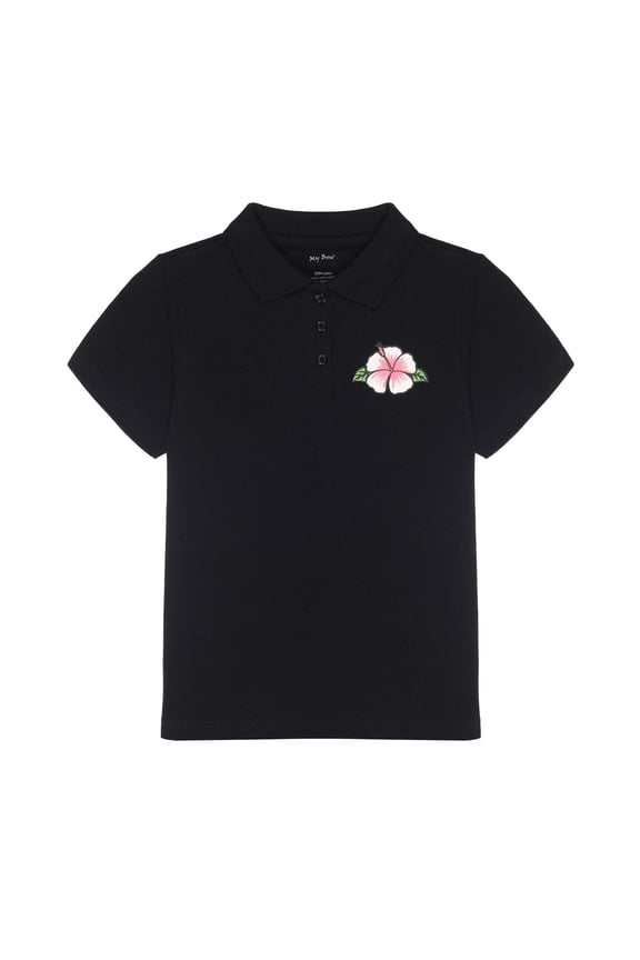 Polo Pique Short Sleeve T-Shirt, Black, Cotton, Sizes 10 Yrs - 12 Yrs, Big Girls, Tween, Teen
