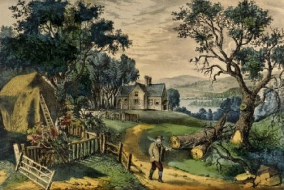 My Boyhood Home Currier & Ives (Active 1857-1907American) Lithograph Canvas Art - Currier & Ives (24 x 36)