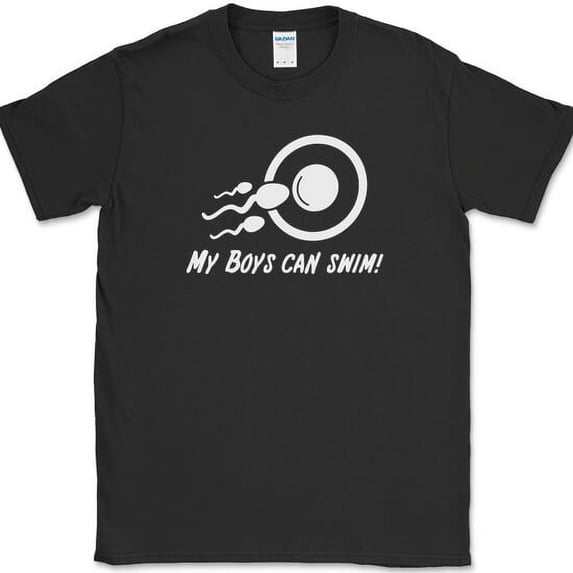 My Boys Can Swim T-Shirt Funny Expecting Fathers Day Baby Humor Tee - Black, 4XL