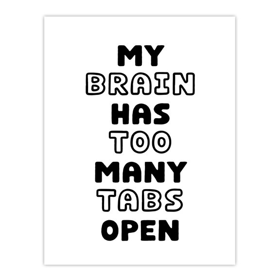 My Brain Has Too Many Tabs Open Funny Overthinker Wall Art Print 12x16"