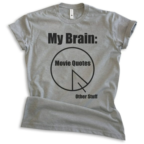 My Brain Movie Quotes T-shirt, Unisex Women's Men's Classic Movie Lover Film Buff Retro Funny Movie, Dark Heather Gray, Medium