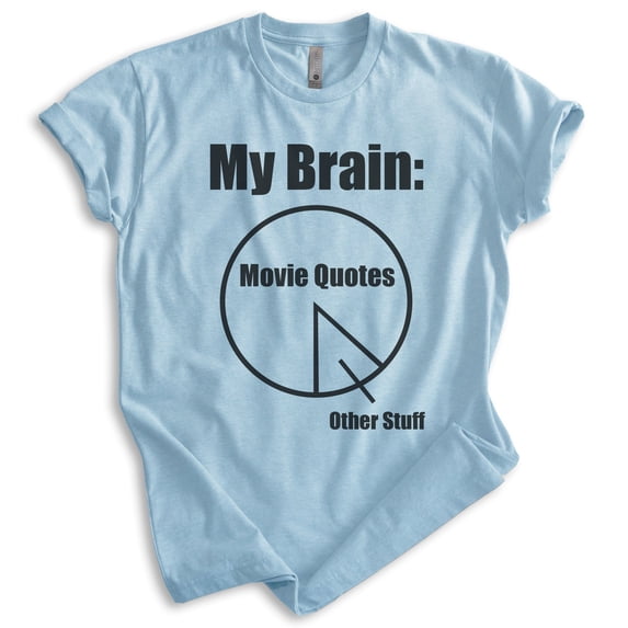 My Brain Movie Quotes T-shirt, Unisex Women's Men's Classic Movie Lover Film Buff Retro Funny Movie, Heather Light Blue, Medium
