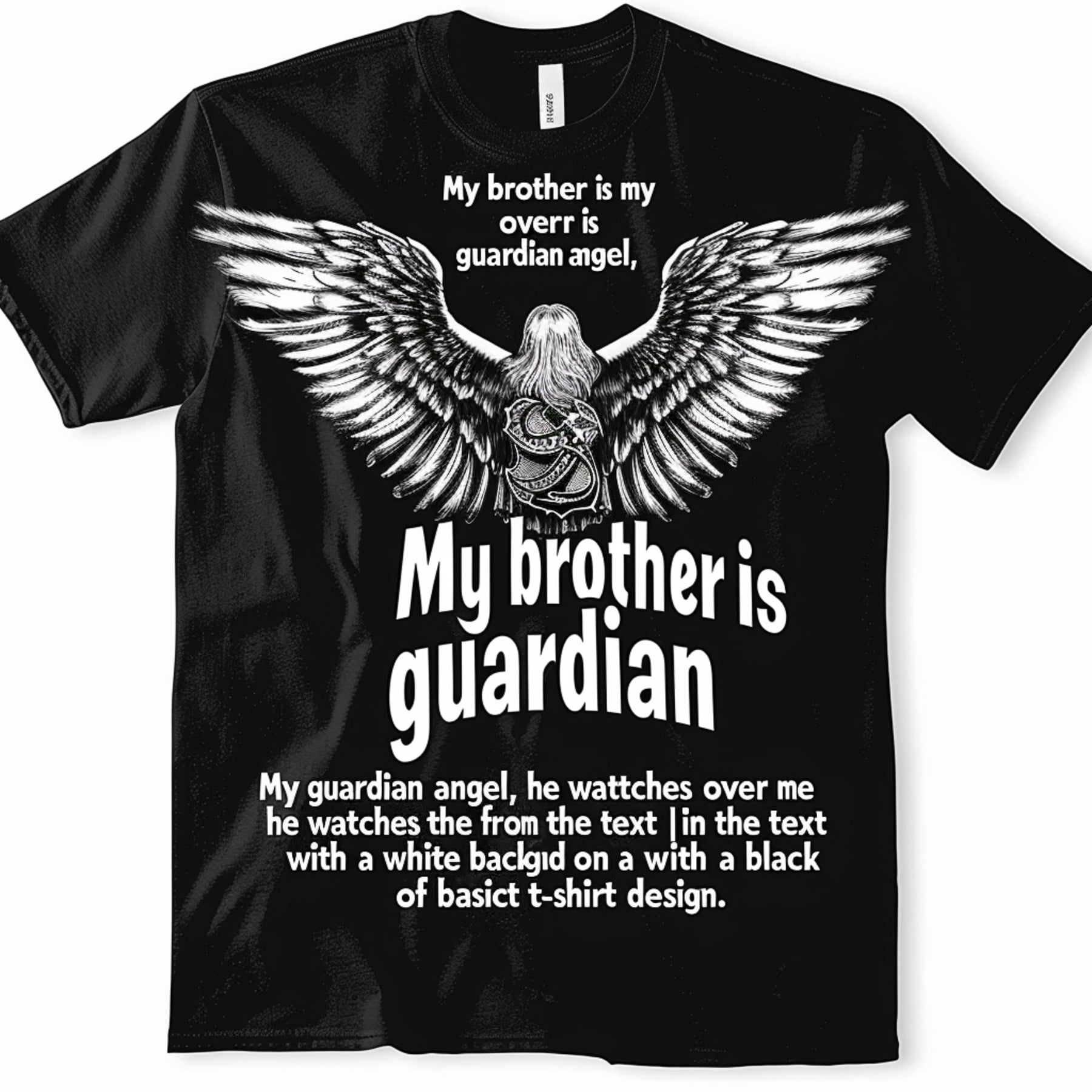 My Brother Guardian Angel Watching Over Me Tee Black TShirt for Men ...
