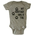 thumbnail image 1 of My Brother Has A Tail Cute Dog Baby Bodysuit - Grey, 1 of 2